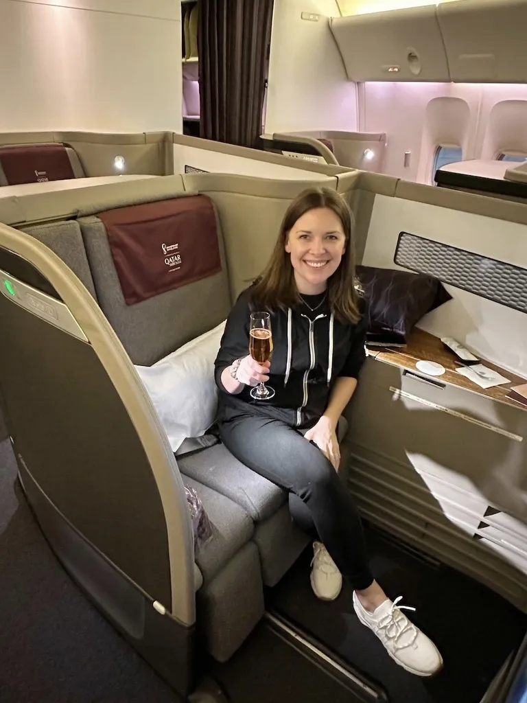Thrifty Traveler reader on a premium flight