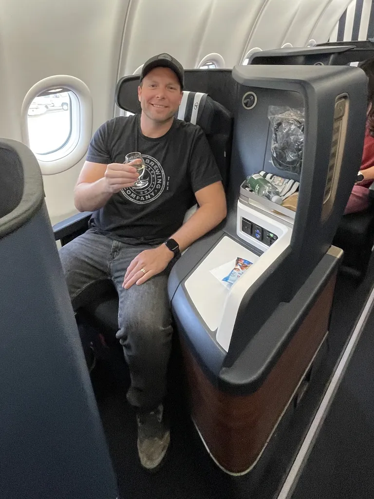 Jon on a premium flight