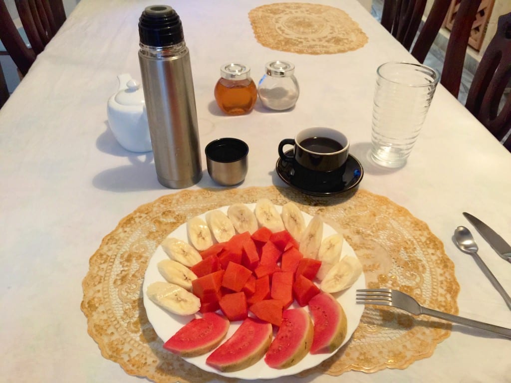 Breakfast! (Missing the mango smoothie, bread basket, and eggs)