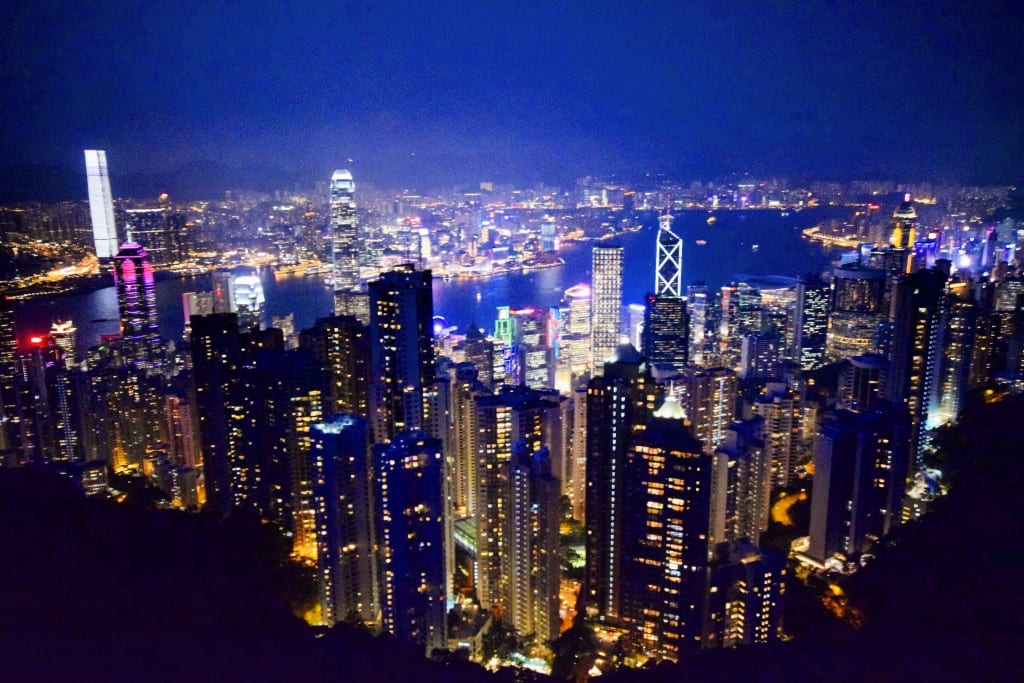 A view of Victoria Peak at night