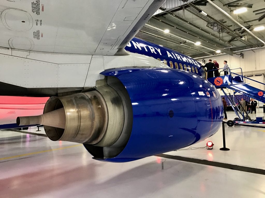 A large airplane at an airport