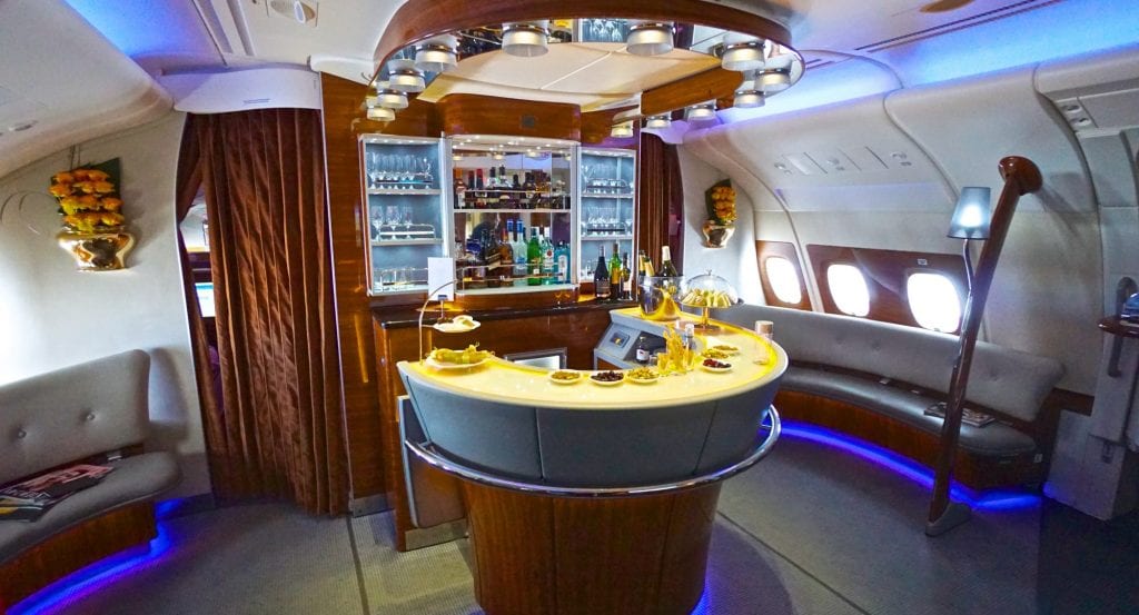 emirates A380 bar - emirates first class upgrade
