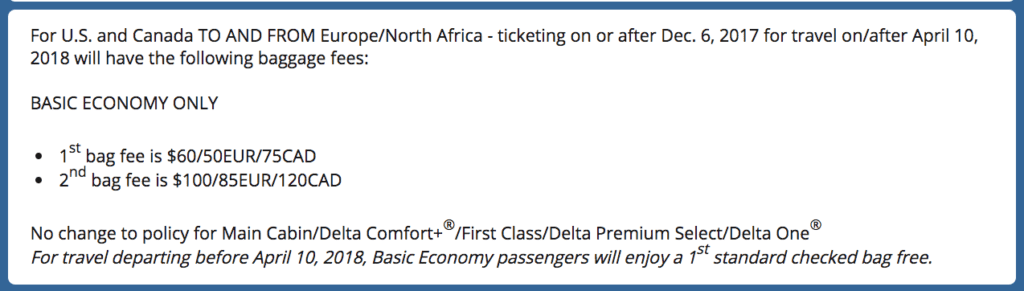 Delta changes Checked Bag Policy for Transatlantic Travel