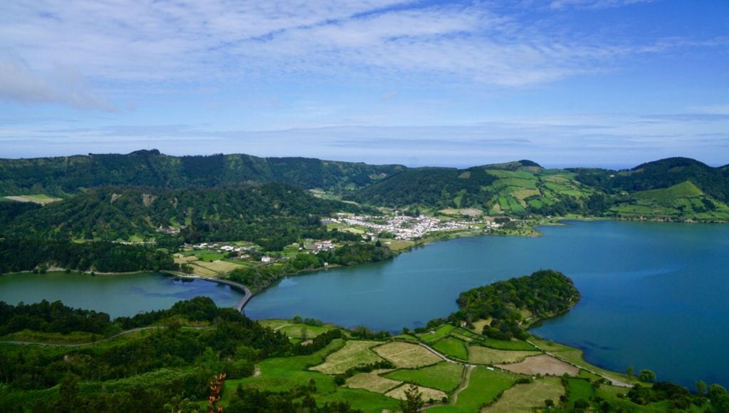 View from the top of the abandoned hotel in Sete Cidades