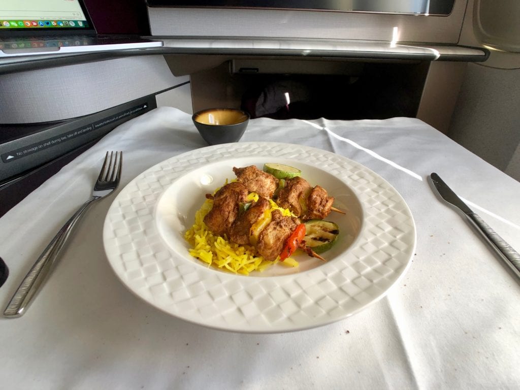 A plate of food on a table