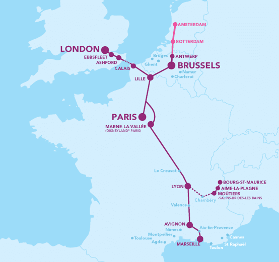 Eurostar Train Route Map Thrifty Traveler's Guide To Travel Europe By Train