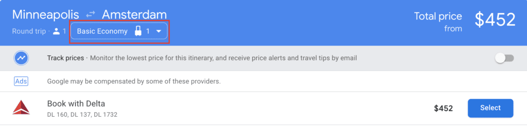 google flights tool