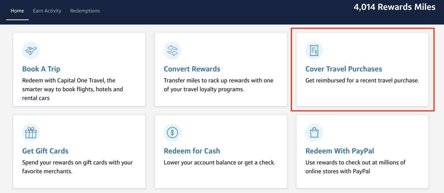 capital one purchase eraser menu