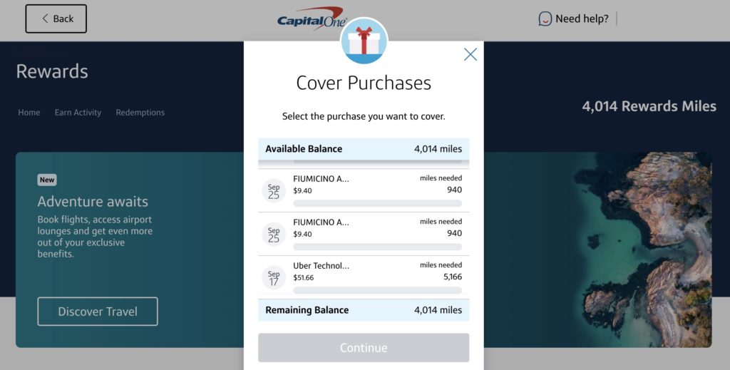 capital one purchase eraser redemption