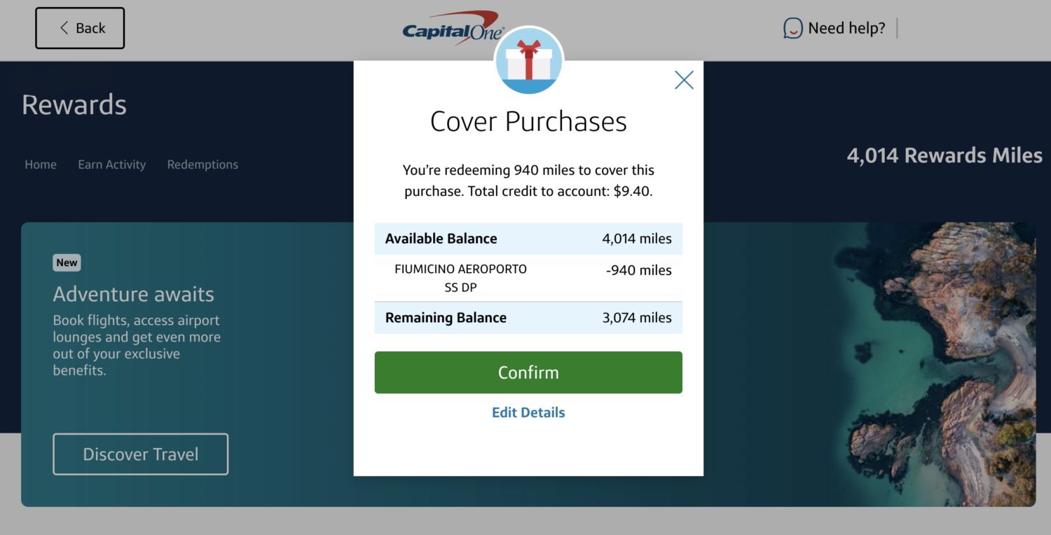 capital one purchase eraser confirmation