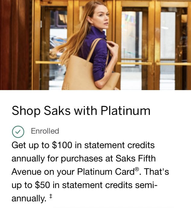 saks shopping credit amex platinum