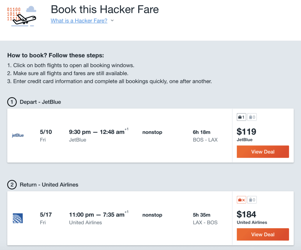 KAYAK HACKER FARES