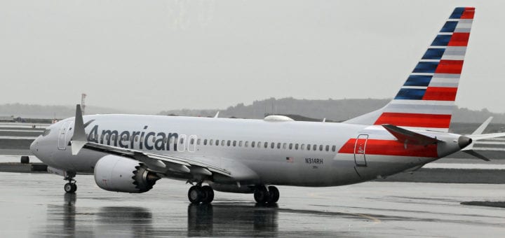 A large american airlines passenger jet