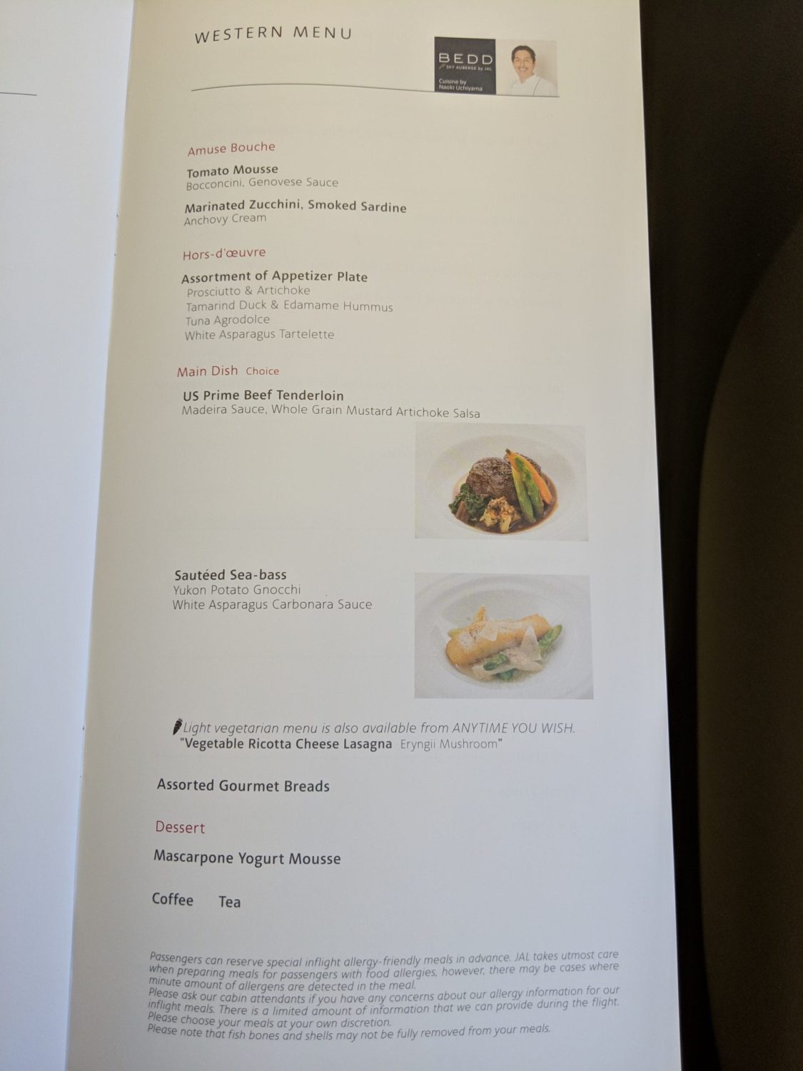 Japan Airlines Food