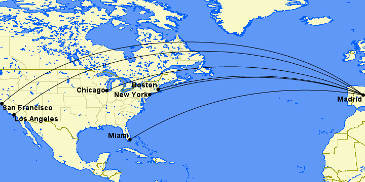 Iberia Business Class routes