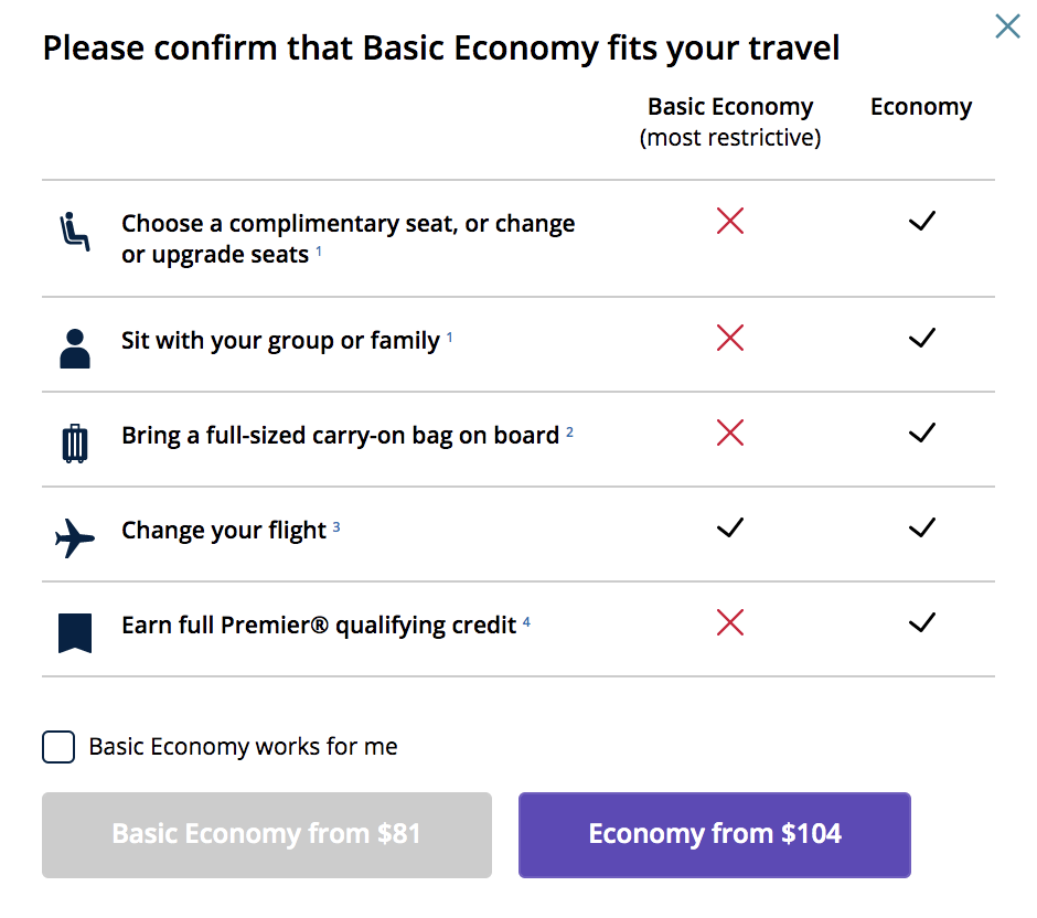 Basic economy deals baggage