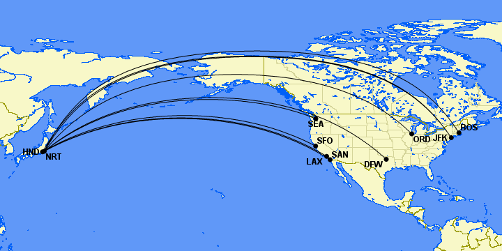 Japan Airlines Business Class routes