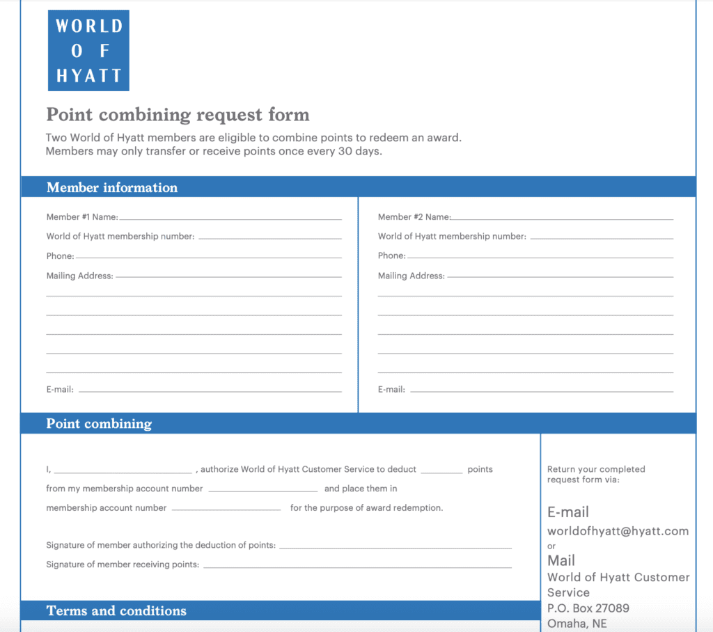 transfer hyatt points