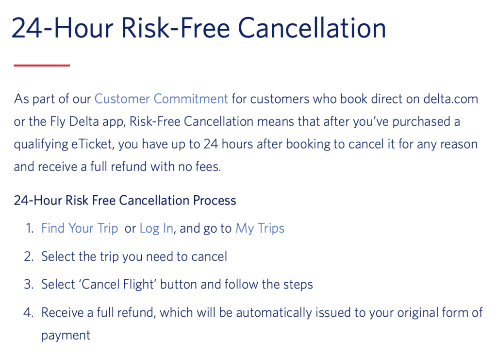 What is the 24-hour rule for airlines?