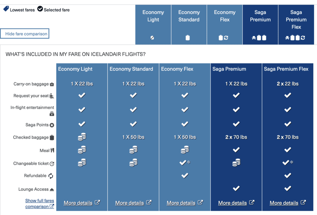 icelandair under seat dimensions