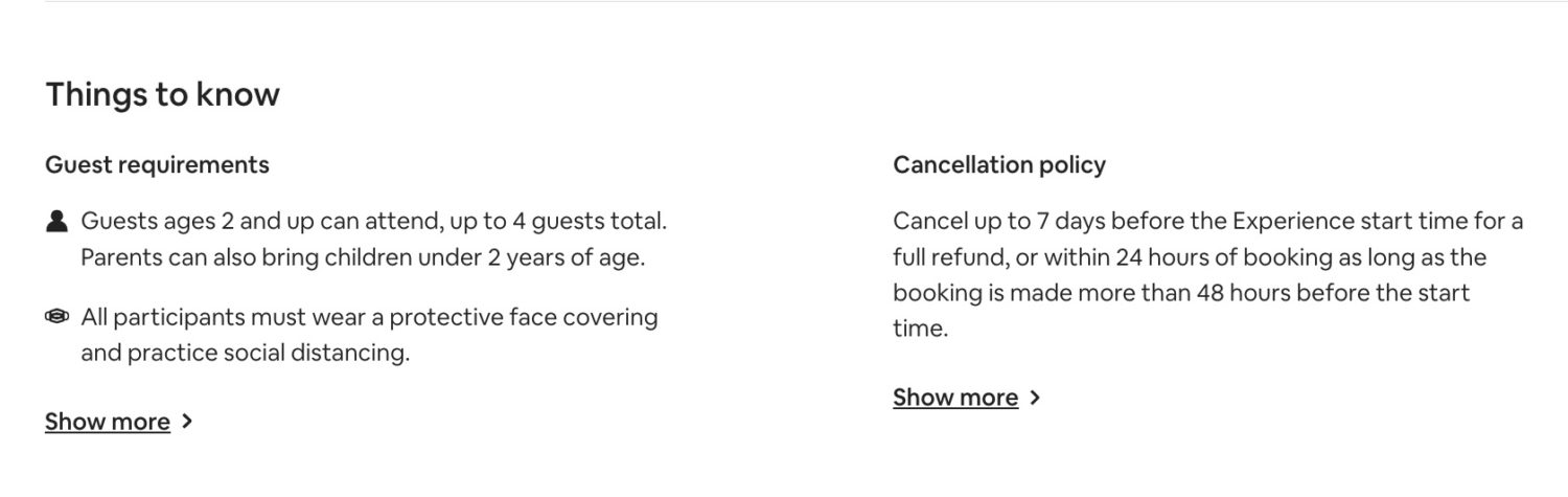 airbnb experiences cancellation policy