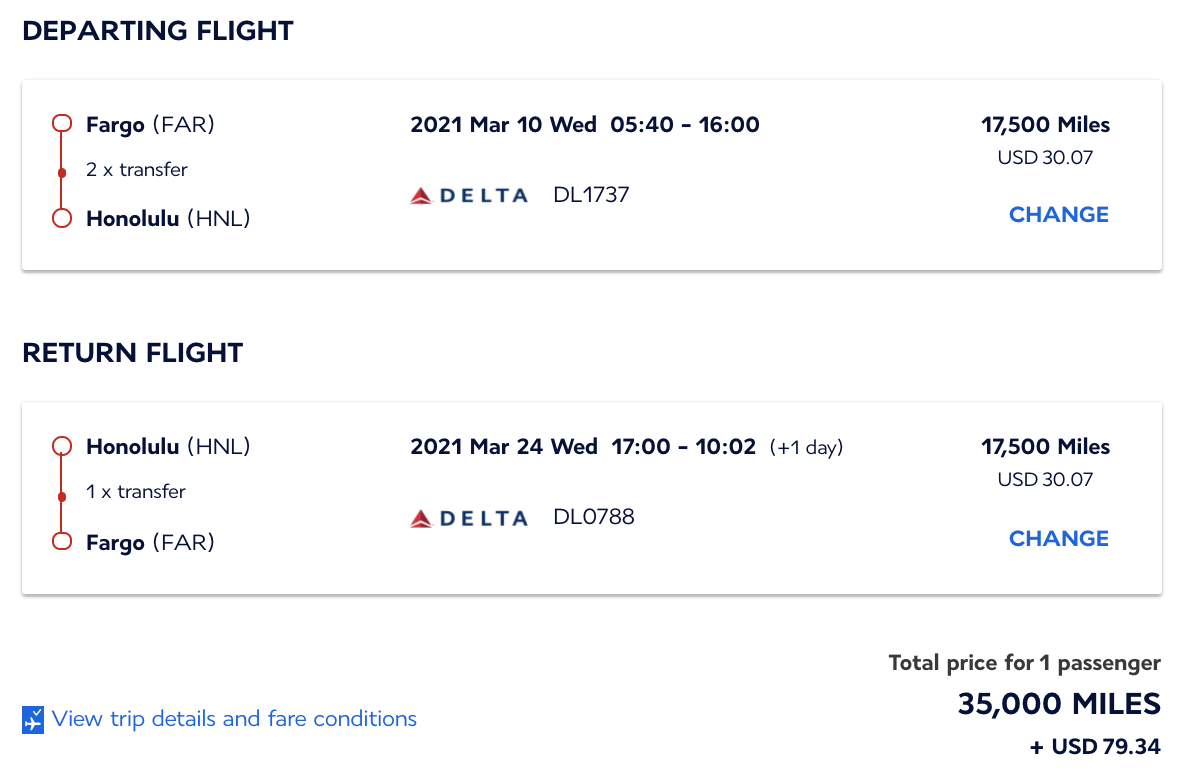 delta flights to Hawaii fargo