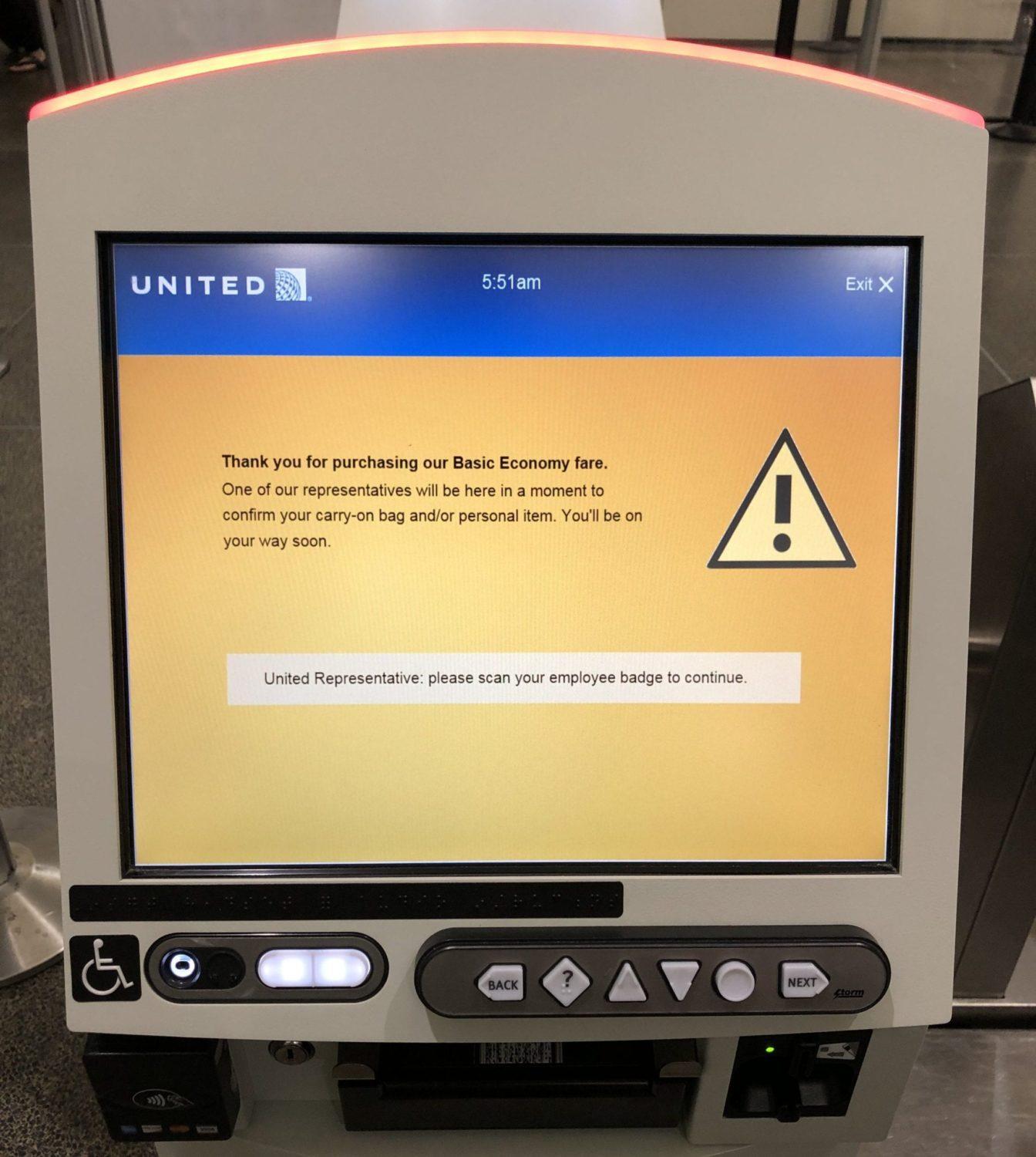 united basic economy check in 