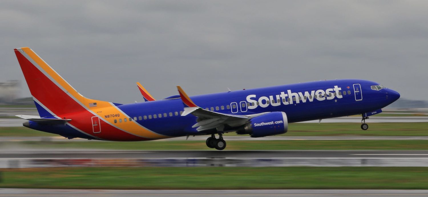 a southwest plane taking off