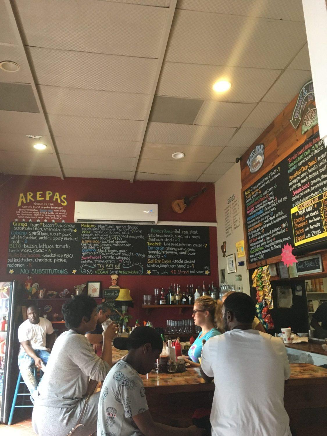 a group of people in a bar