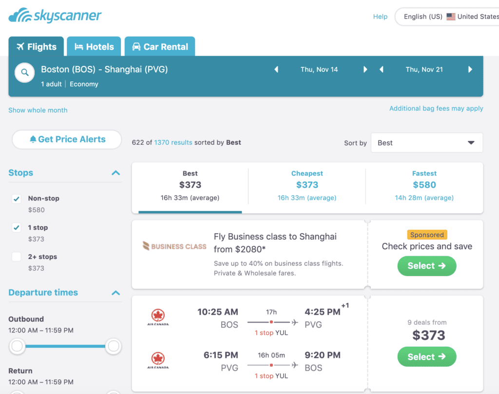 Skyscanner one store way flights