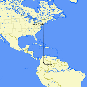 jfk-bog map 1 Delta New York City Bogota