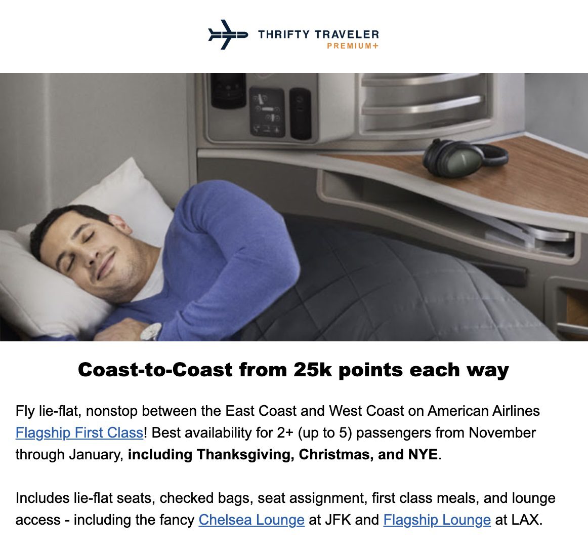 coast to coast business class flight deal on American Airlines