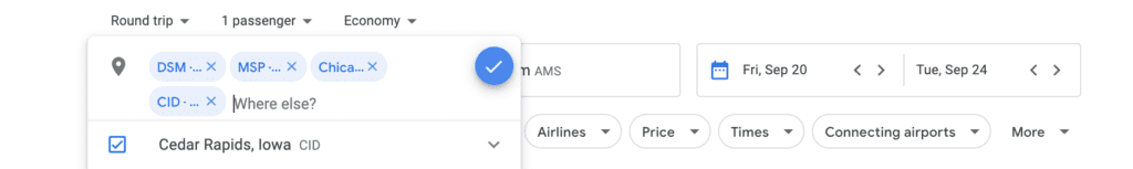 google flights multiple cities