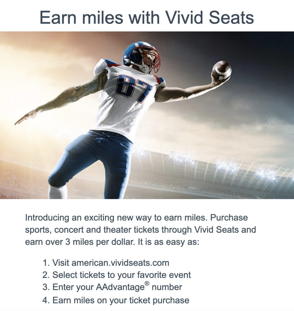 Earn Bonus AAdvantage Miles on Tickets with New Vivid Seats