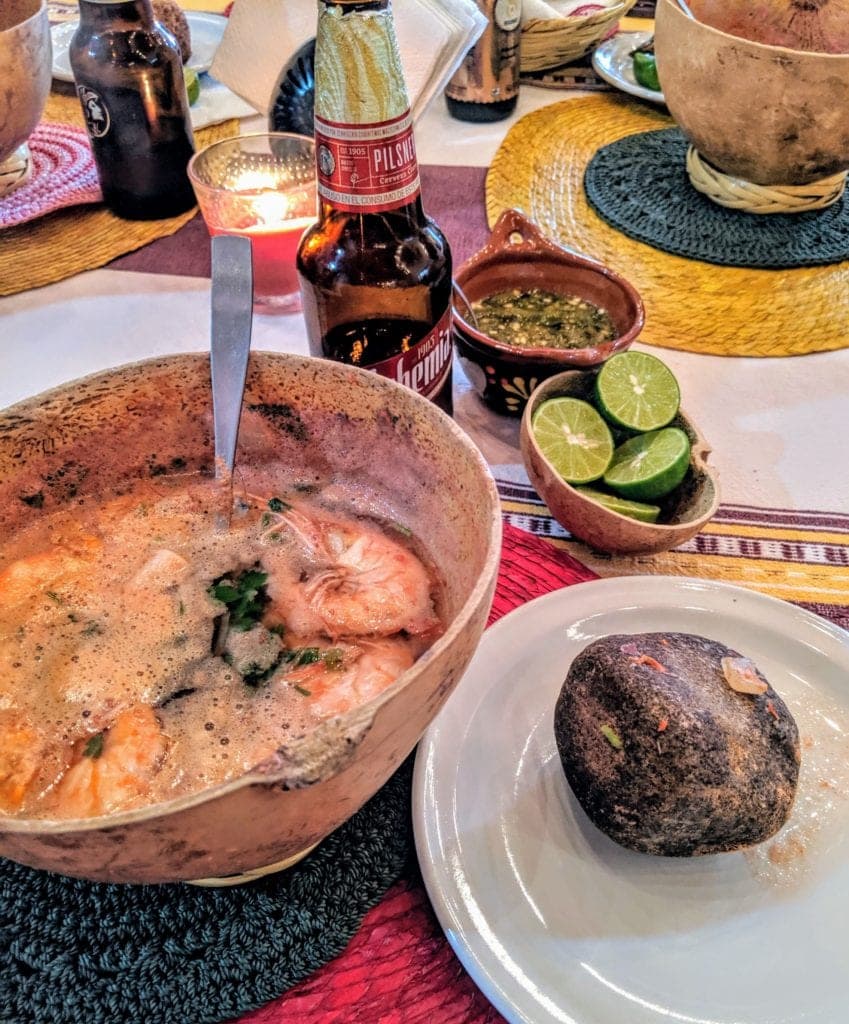 A plate of food on a table in Oaxaca, Mexico