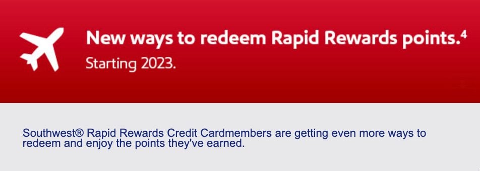 southwest rapid rewards redemptions