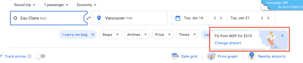 google flights search