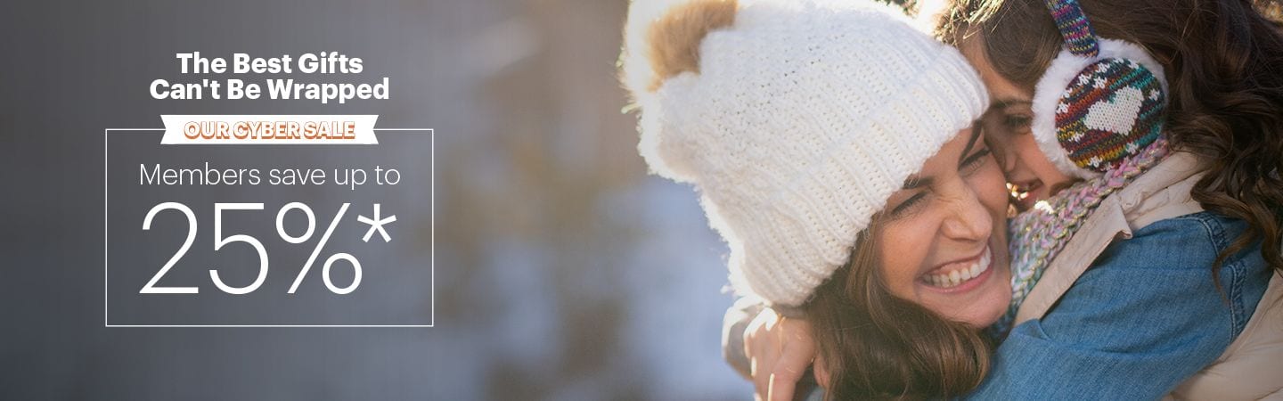 A woman wearing a hat, with Cyber Monday