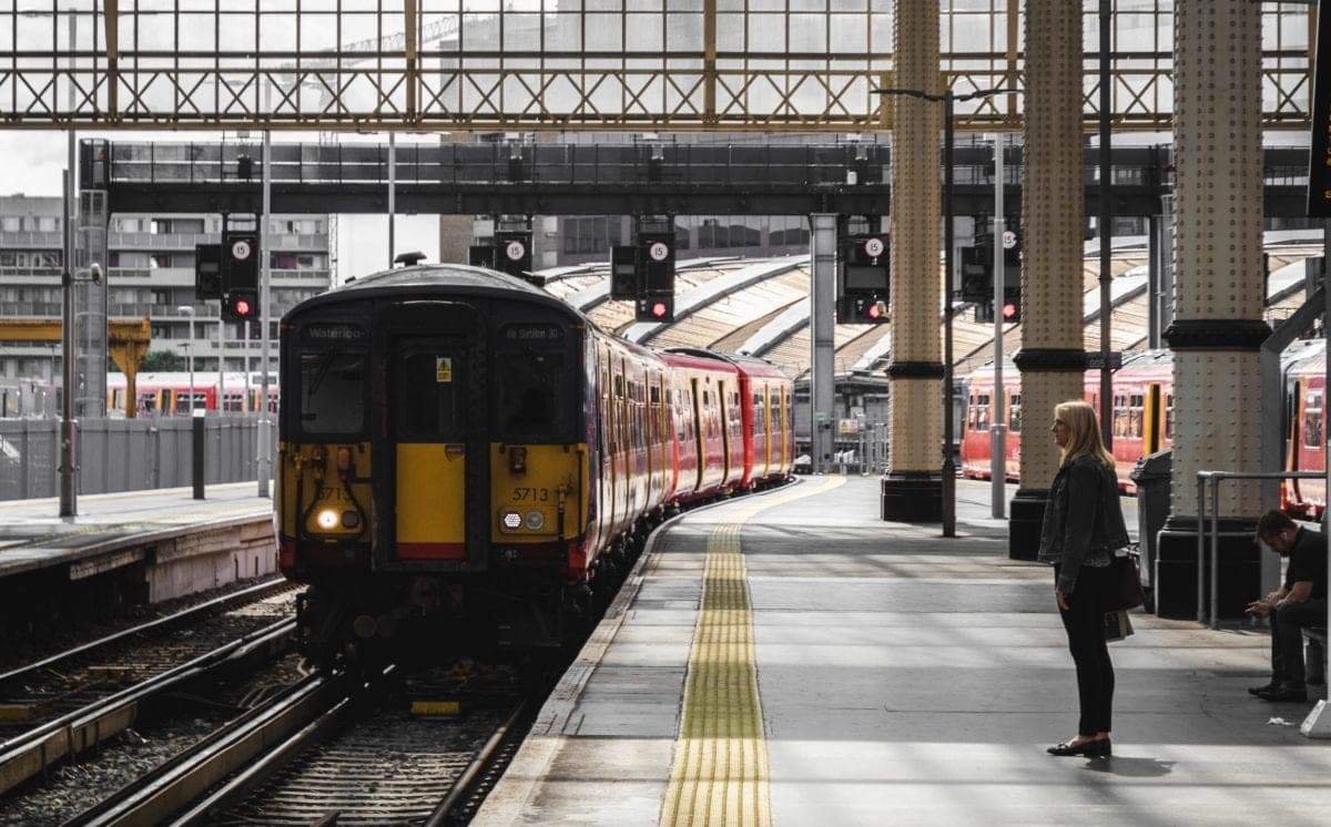 A train pulling into a station