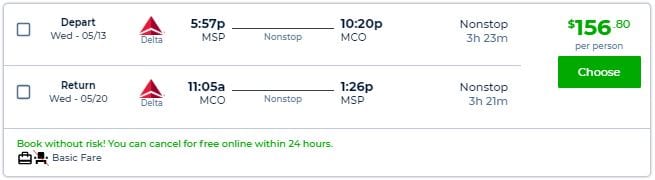 mco to msp one way