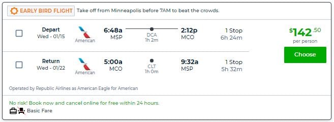 mco to msp one way
