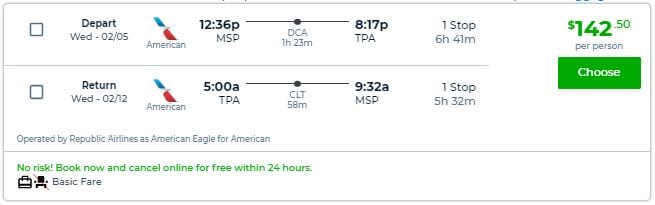 tpa to msp one way