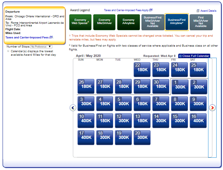 american dynamic award pricing