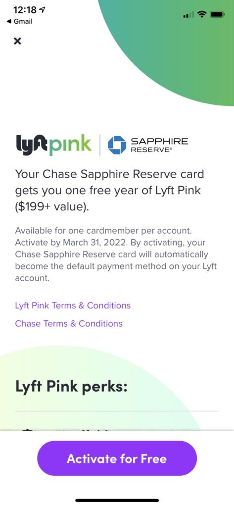 lyft pink sapphire reserve benefit