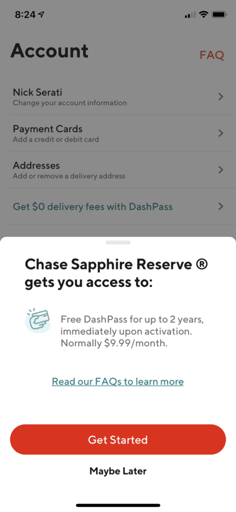 doordash dashpass Chase