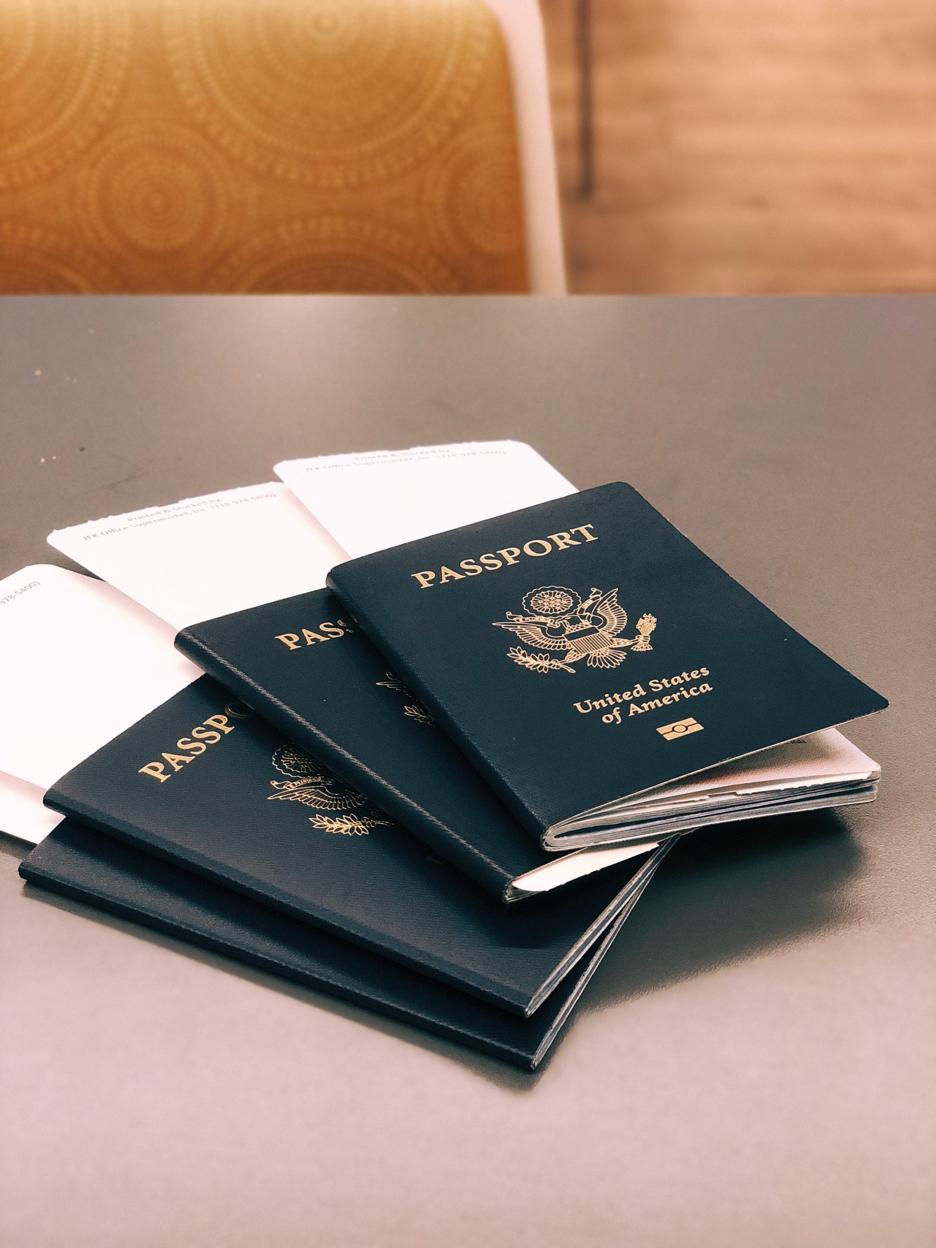 passports on a table