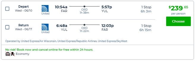 fll to yul one way