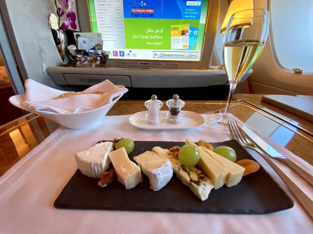 emirates first class cheese board