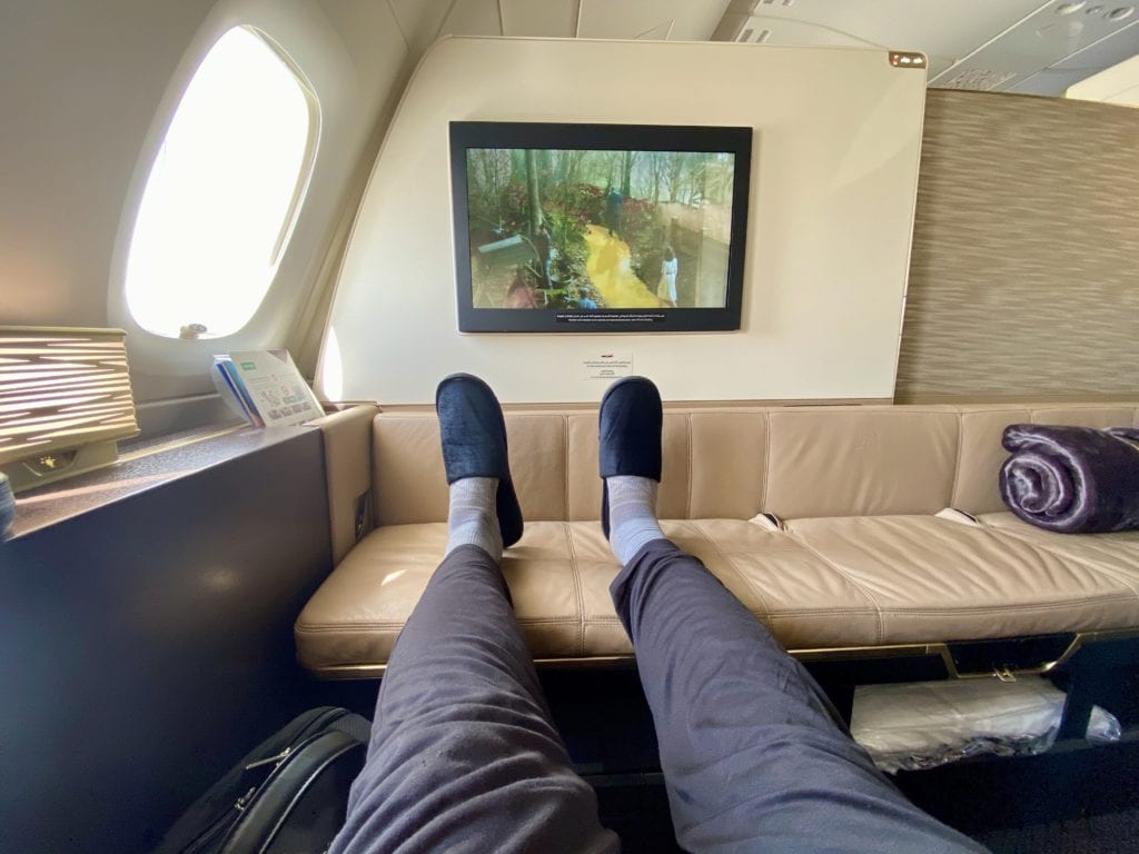 Etihad First Class foot rest