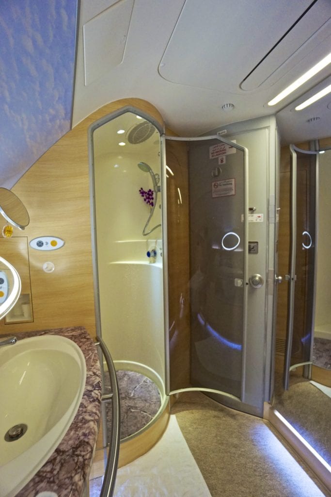 airbus a380 first class shower